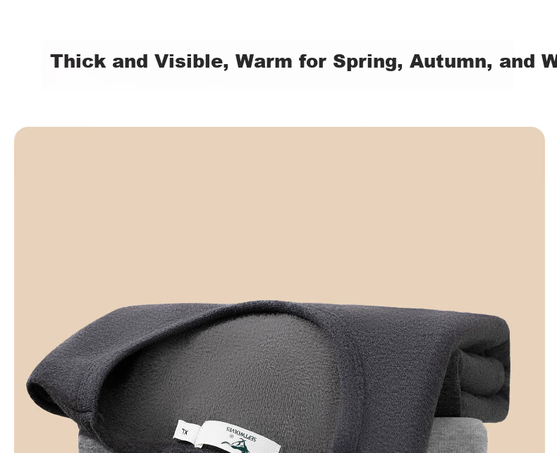 SEPTWOLVES [Wool + Mulberry Silk] Thermal Underwear for Men, Fleece-Lined Thick Round Neck Autumn And Winter Cold-Proof Warm Set 23