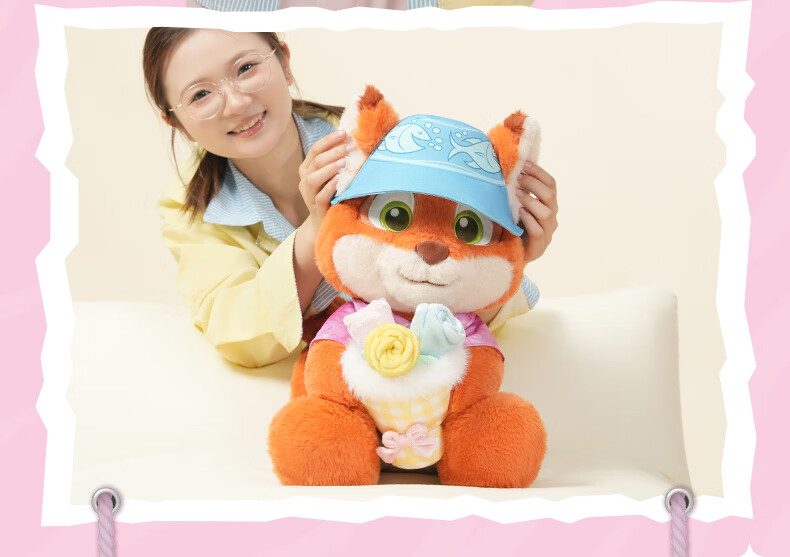 Disney Zootopia 2 Nick Plush Doll with Flower Bouquet Stuffed Toy Children's Day Gift for Girls 6