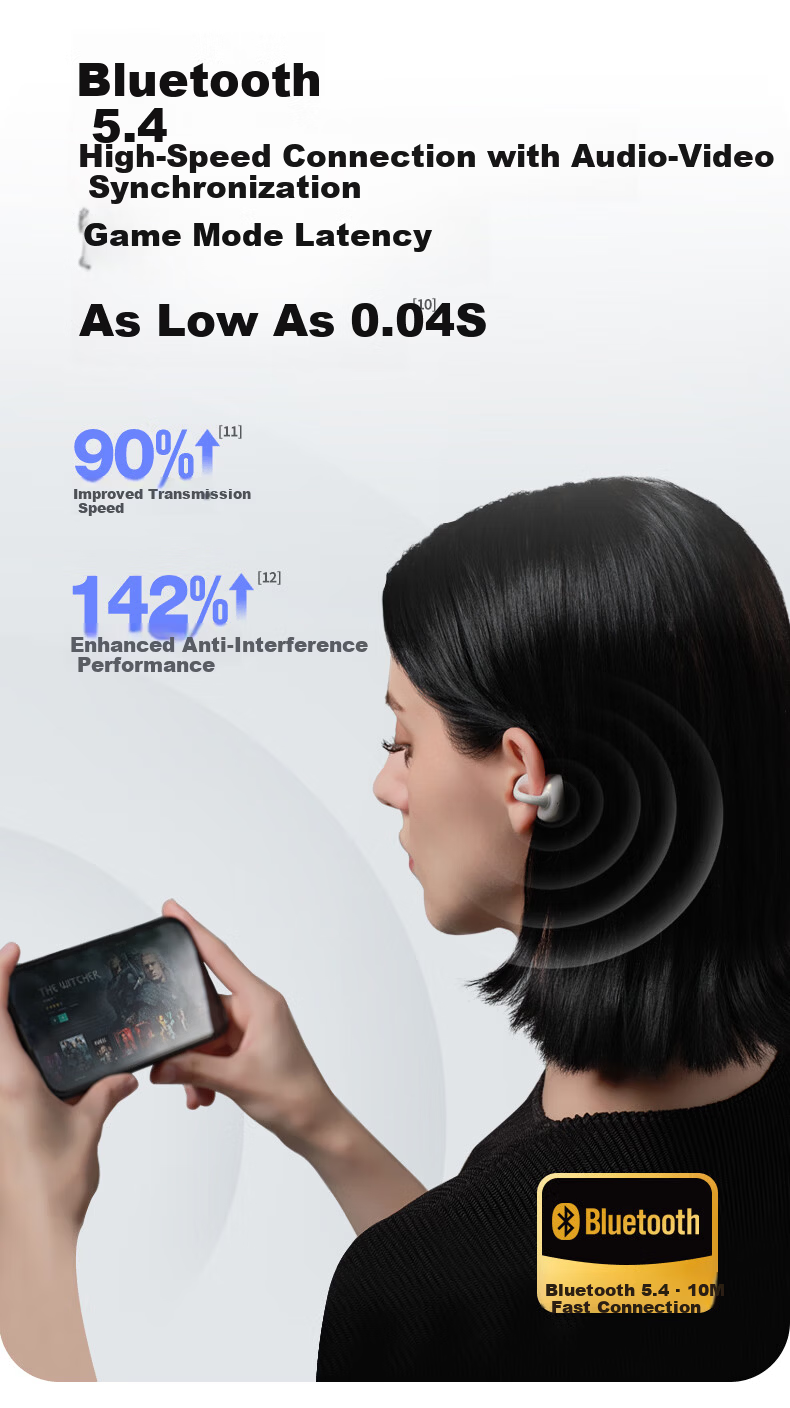 DOUBLE TUNE [Latest Model 2025] Pebble C1 DT Sports Gaming Ear Clip Wireless Bluetooth Headphones, Open-Ear Design Suitable for Apple And Huawei, Silk White 17