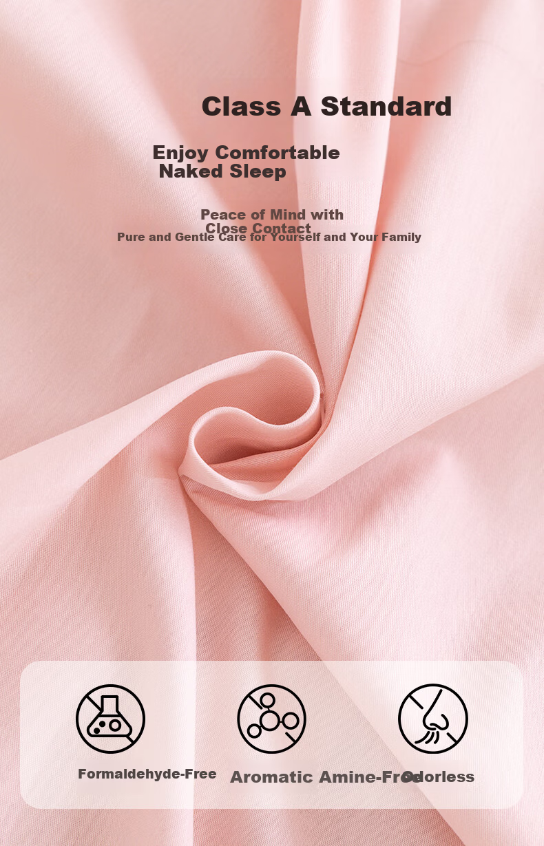Hengyuanxiang 100% Cotton Fitted Sheet Single Piece Class A Antibacterial Mattress Protector Cover Breathable Pink 150*200cm 1