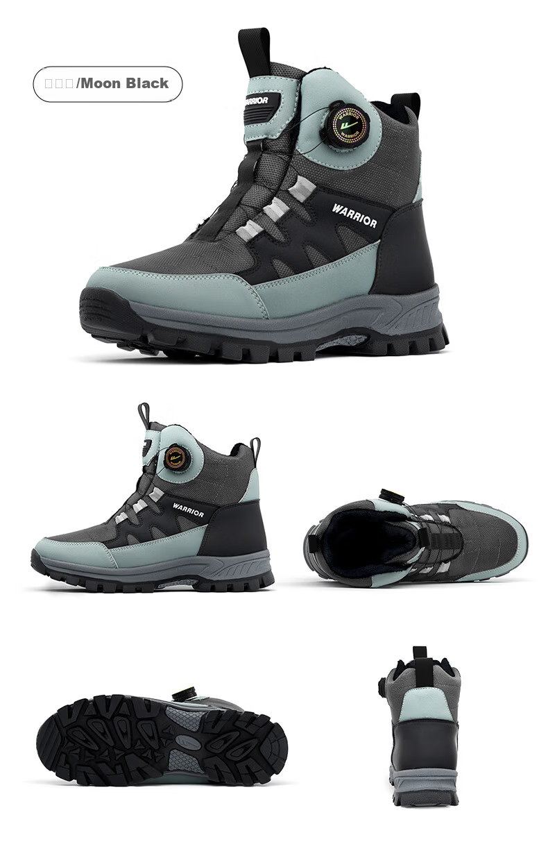 Warrior Men's Snow Boots Warm Hiking Fleece Thickened Large Size High-top Northeast Cotton Shoes 1902 Black 39 17