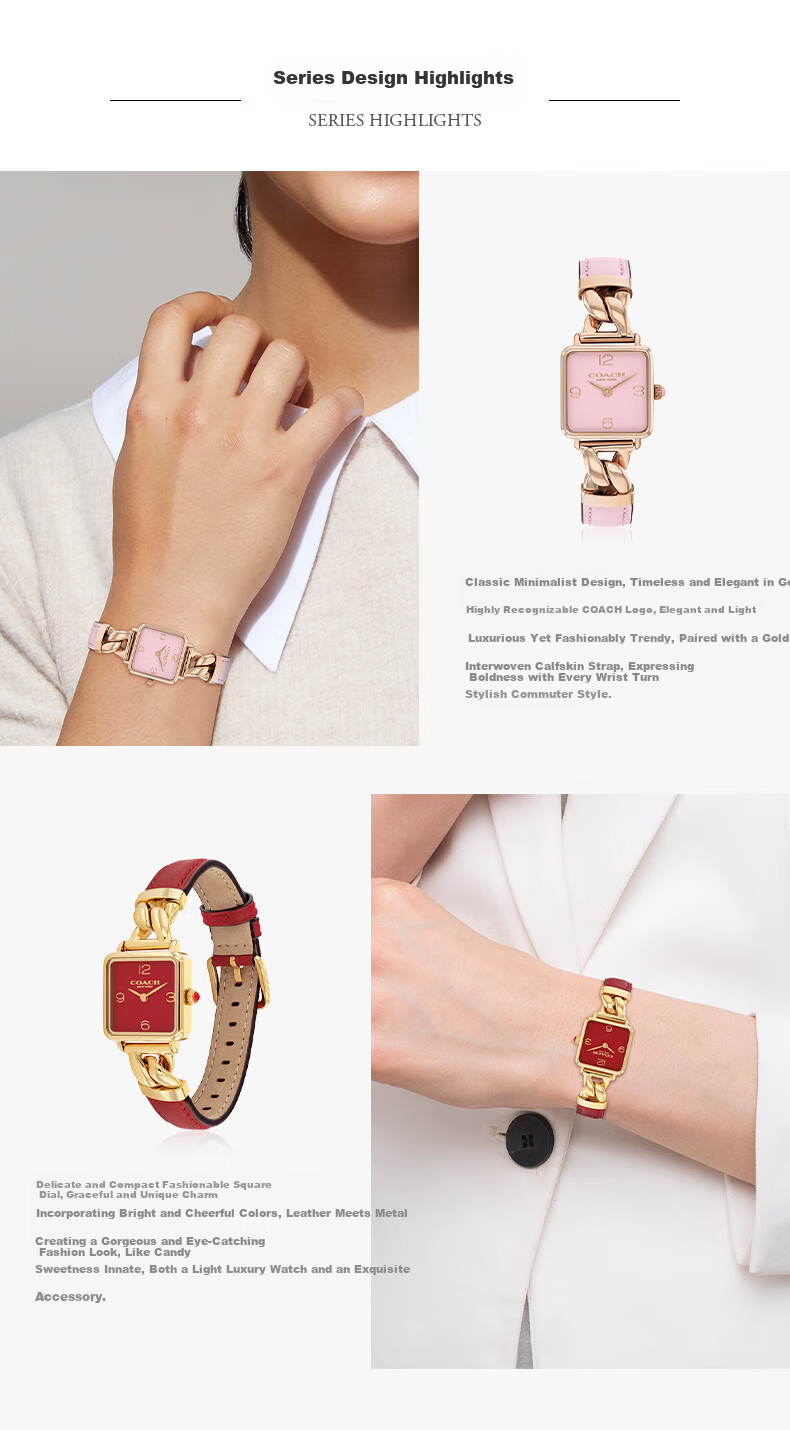 COACH CASS Series Small Square Quartz Women's Watch 14504357 Gift 5