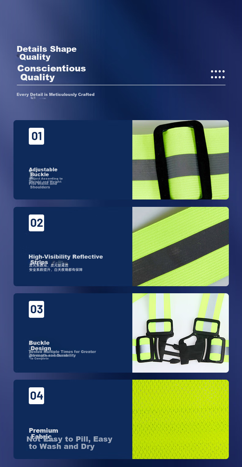 Disguiser Reflective Vest Elastic Reflective Straps Night Sports Warning Protective Sanitation Construction Vest Adjustable Buckle Fluorescent Green 6