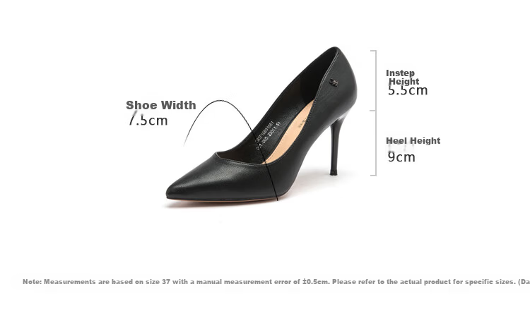 SPIDER KING Women's High Heel Shoes Stiletto Commuter Pointed Toe Versatile Professional Work Leather Shoes Black Size 38 8