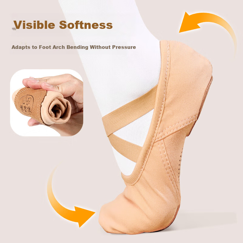 Zhiyouban Adult Women's Dance Shoes Soft Sole Elastic Fabric Skin Color Ballet Performance Chinese Dance Practice Grading Special