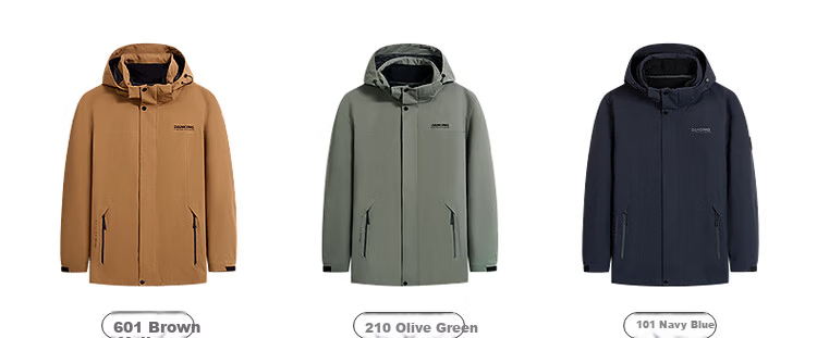 DANCING WOLVES [3-In] Detachable Inner Lining Outdoor Hiking Fleece Inner Lining Men's Windbreaker, 210 Olive Green, Size 170 8