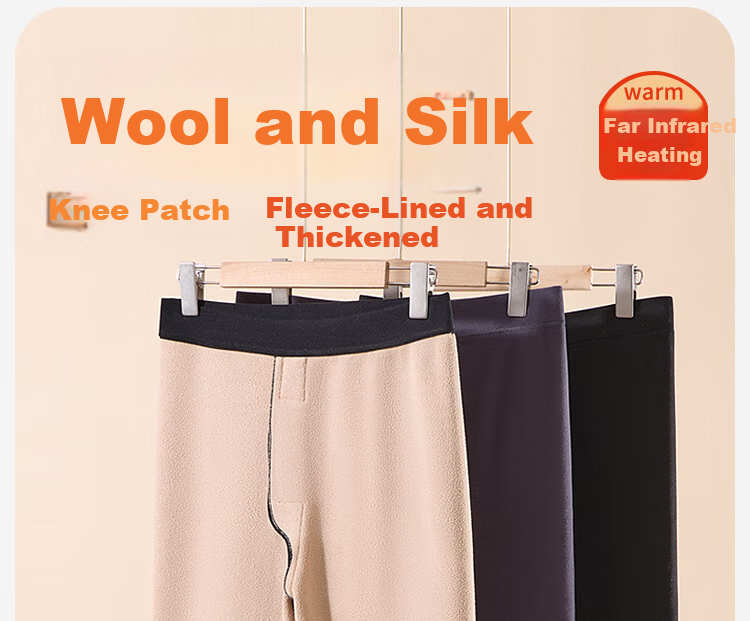 Langsha Men's Thermal Pants Fleece Lined Thickened Cotton Wool Silk Knee Patch Cold Protection Plus Size Base Layer Autumn Trousers 2