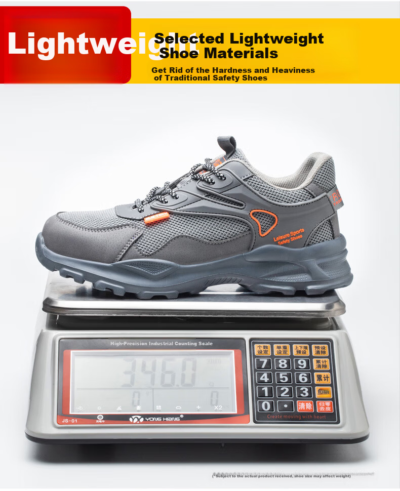Pinzhide Men's Labor Protection Shoes Metal-Free Plastic Steel Toe Anti-Smash Anti-Puncture Safety Shoes Electrician Insulated 6KV Breathable Non-Slip Work Shoes Gray Size 42 8