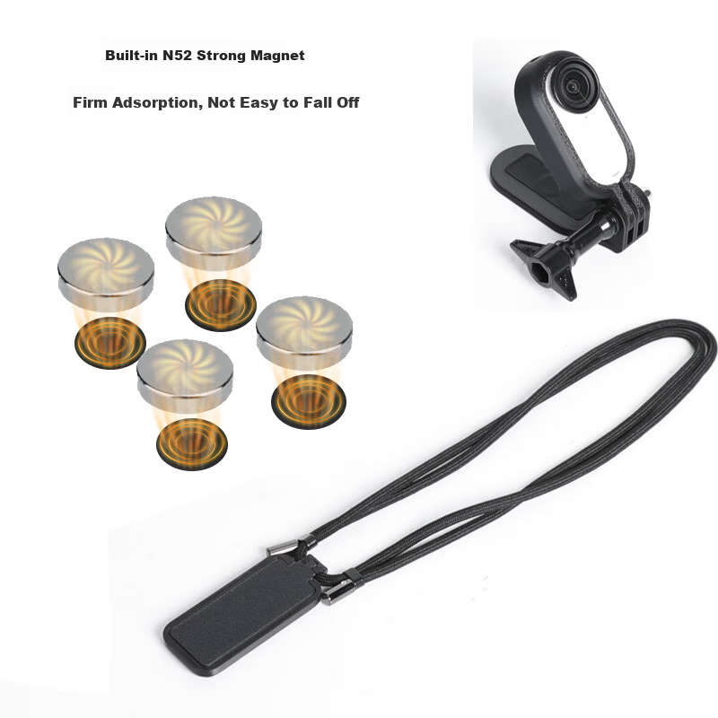 Qiye Protective Frame Magnetic Mount for Insta360 GO3 Thumb Camera Accessories GO3S Magnetic Neck Strap Anti-Lost Lanyard Desktop Stand 2
