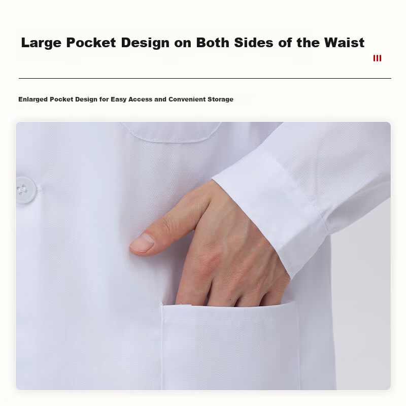 Haosikepu White Lab Coat Laboratory Factory Workwear Workshop Uniform HSKP-BDG Long Sleeve Button Style M/165
