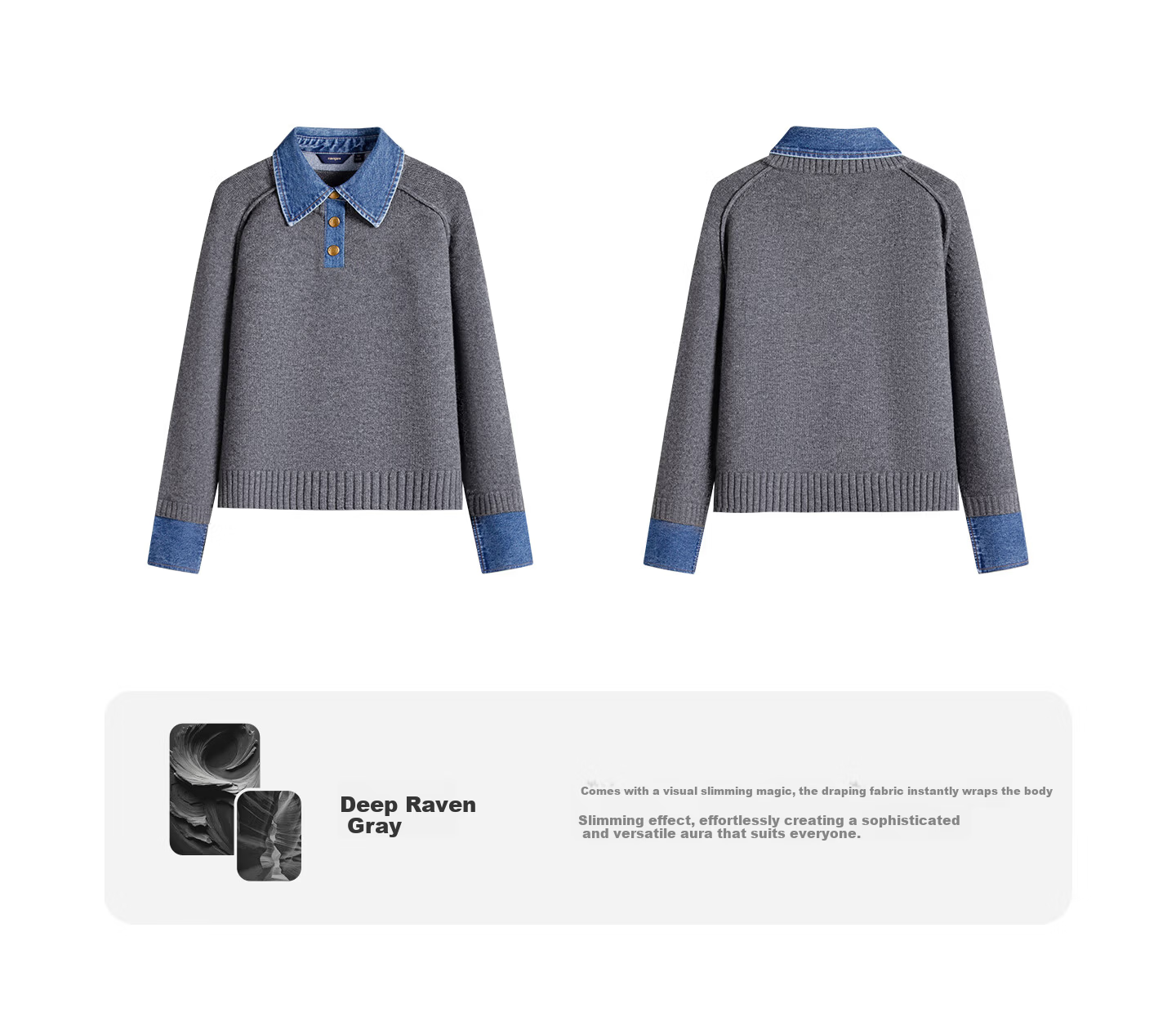 Navikail Italian Small Sailboat 25th Anniversary New Knit Sweater Women Loose Denim Patchwork Wool Sweater 2334015502 12