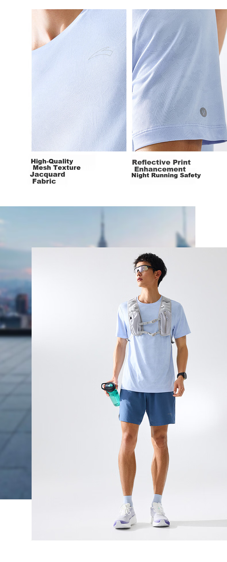 Anta Quick-Dry T-Shirt | Men's Short Sleeve Summer Moisture-Wicking Breathable Training Running Fitness Top 13