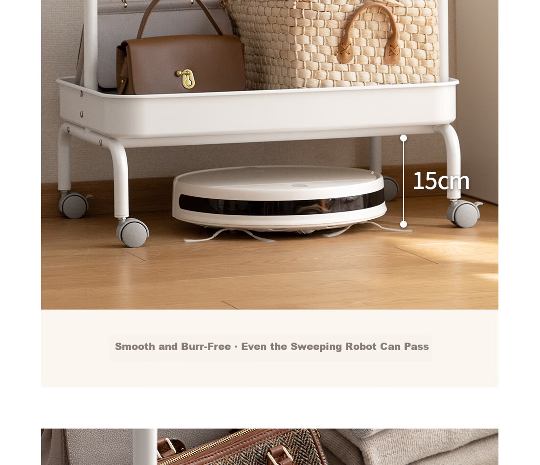 Lanjiaoluo Floor-Standing Clothes Rack, Bedroom Storage with Wheels, Hooks, 80*40*160cm, Mobile And Thickened 14