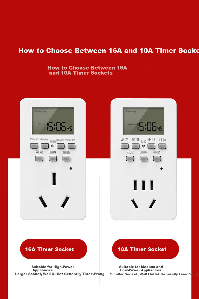 FDD Electronic Timer Socket 24-Hour Segment Timer Switch Automatic Power-Off Smart Socket 10A Standard Timer Socket 1