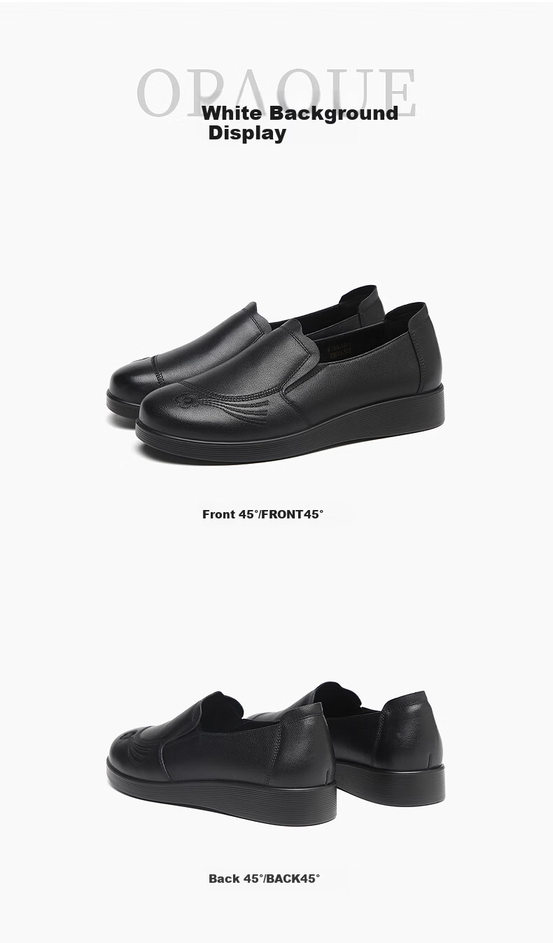 RED DRAGONFLY Elderly Women's Shoes Middle-aged Flat Soft Sole Leather Shoes WTB341881 Black Size 38 5