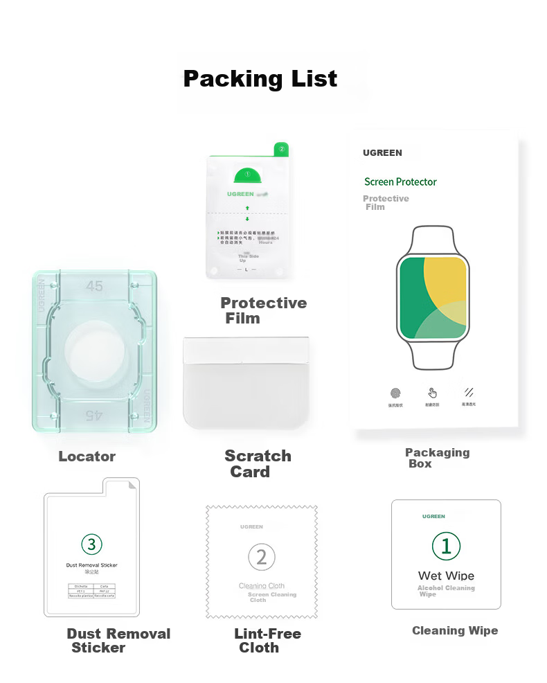 UGREEN Apple Watch Screen Protector Compatible with SE2/S9/S8/S7/S6/S5/S4 45mm Full Coverage Hydrogel Soft Film 20