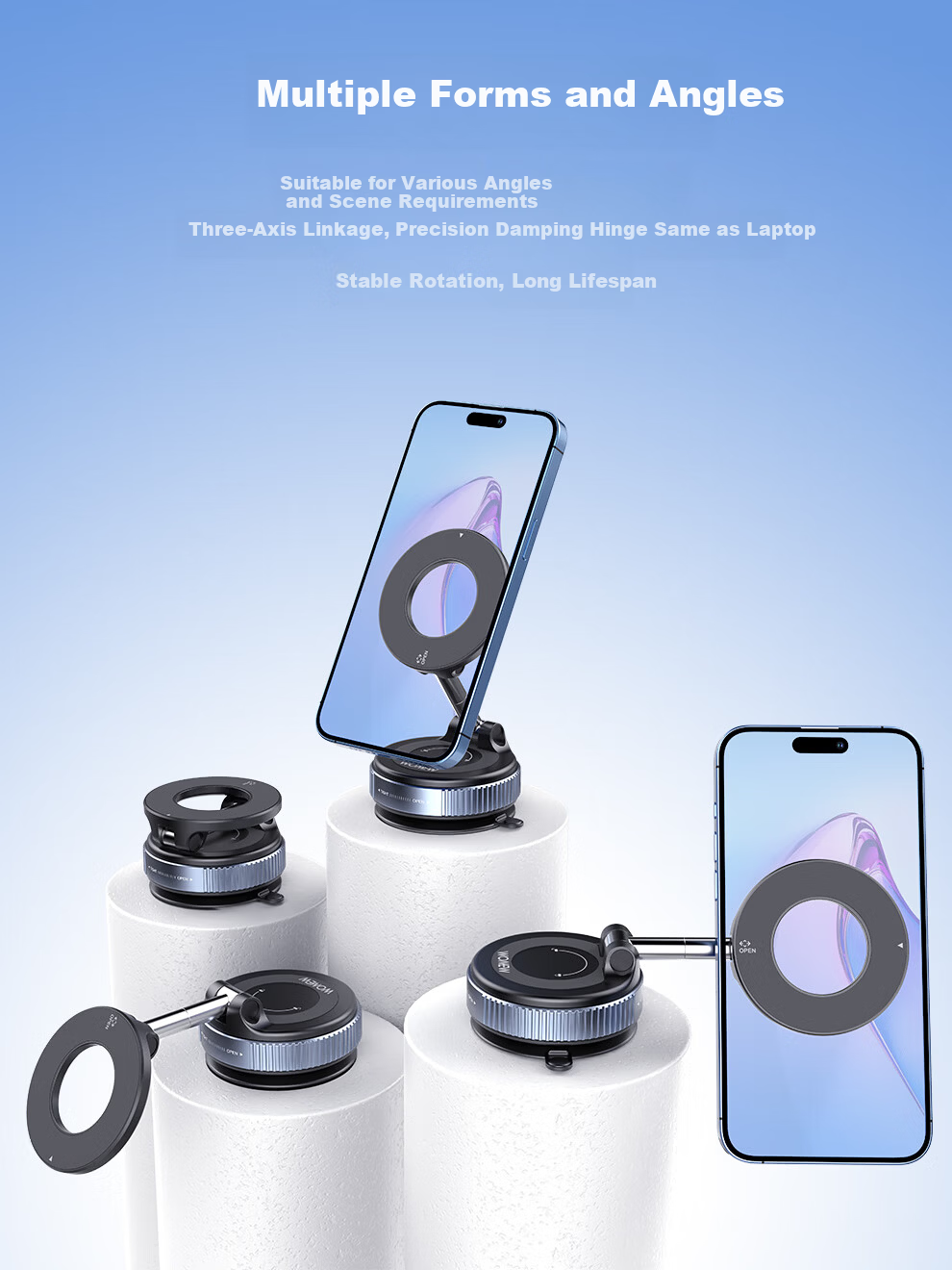 Wonew【Detachable Epoxy Resin】Colorful Snail Magnetic Car Phone Holder Vacuum Car Mount with Leather Texture 8