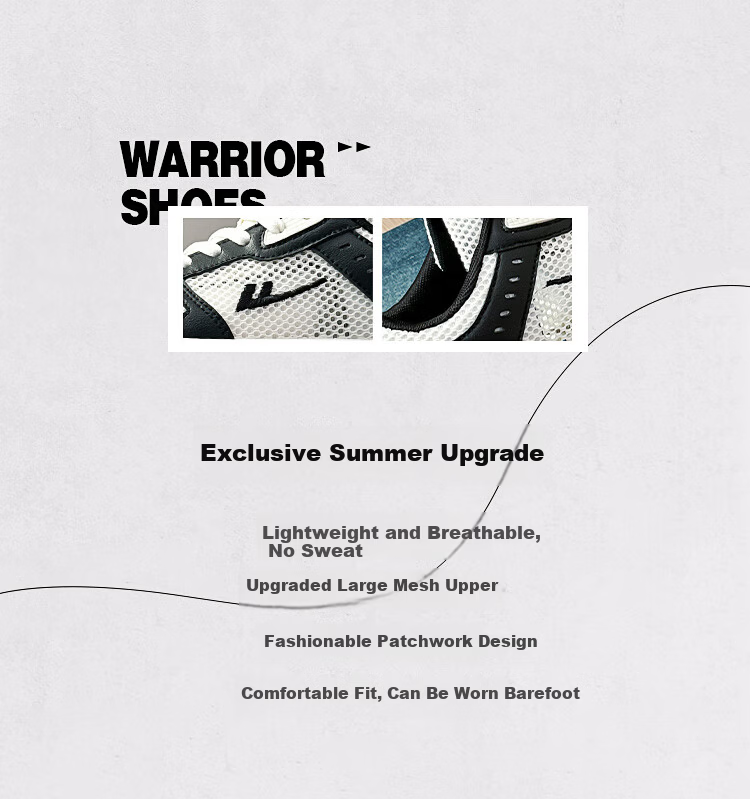 Warrior Official Men's Sneakers 2026 Summer New Comfortable Versatile Mesh Shoes Men Beige Black Size 41 2