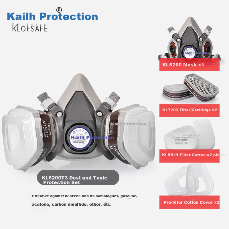 Kailehu Gas Mask Respirator Paint Spray Dustproof Industrial Chemical Pesticide Organic Vapor Protective Face Mask