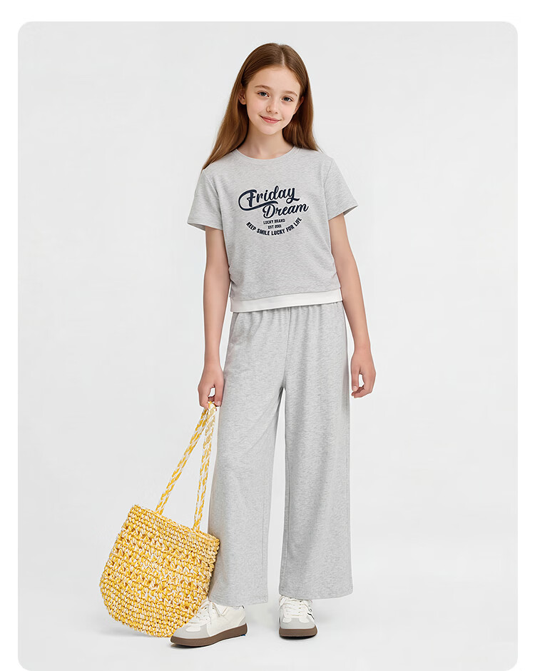 Balabala Girls' Short Sleeve T-Shirt and Pants Set Kids Two-Piece Quick-Dry Summer Outfit 2026 New Trendy Large Kids Clothing 21