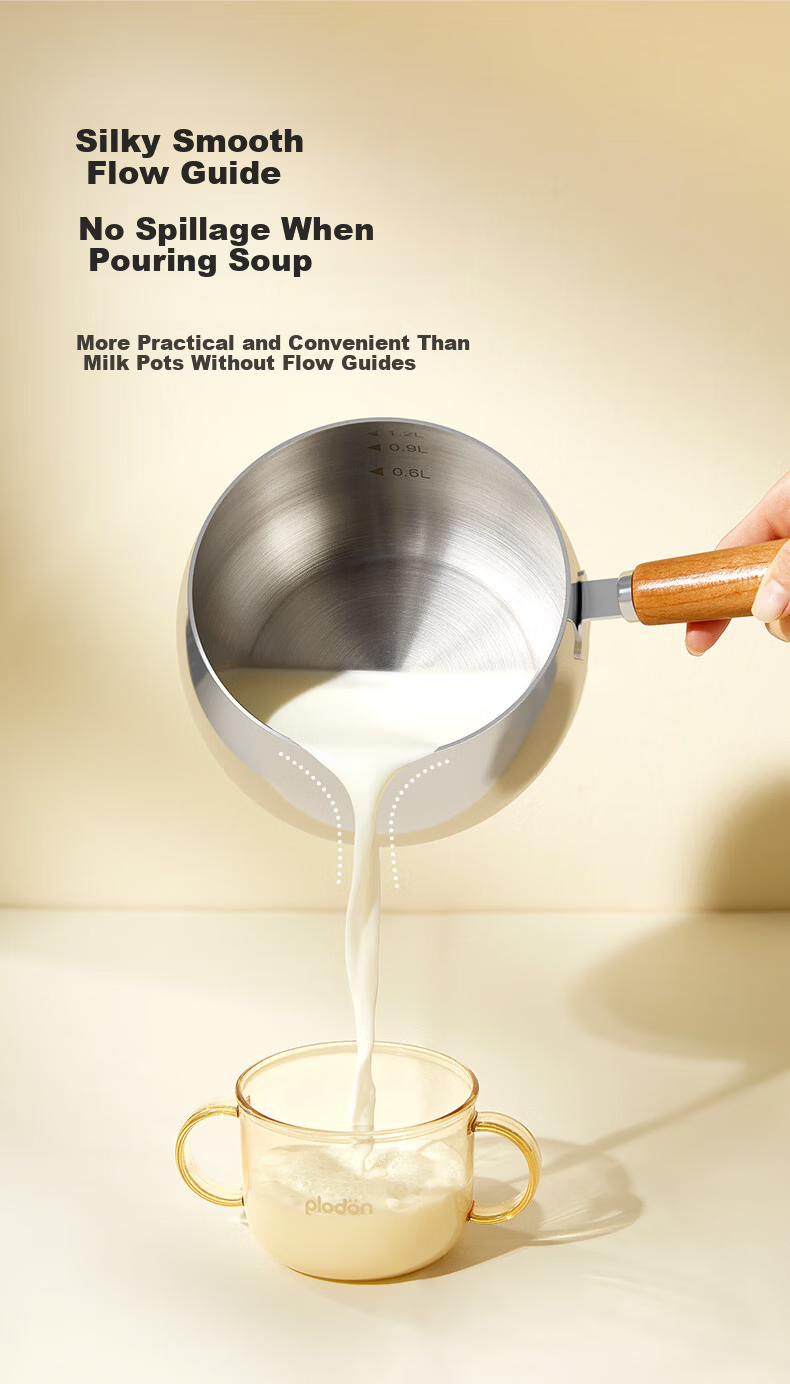 PLODON Baby Food Pot Milk Pot 316L Stainless Steel Non-Coated Soup Pot Small Frying Pan Steaming and Cooking Integrated Infant Food Pot 13