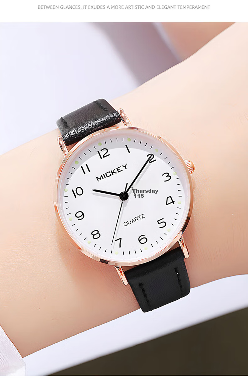 Disney Women's Watch Junior High High School Ladies Niche Light Luxury Quartz New High-Value Silent Student Electronic Watch 6