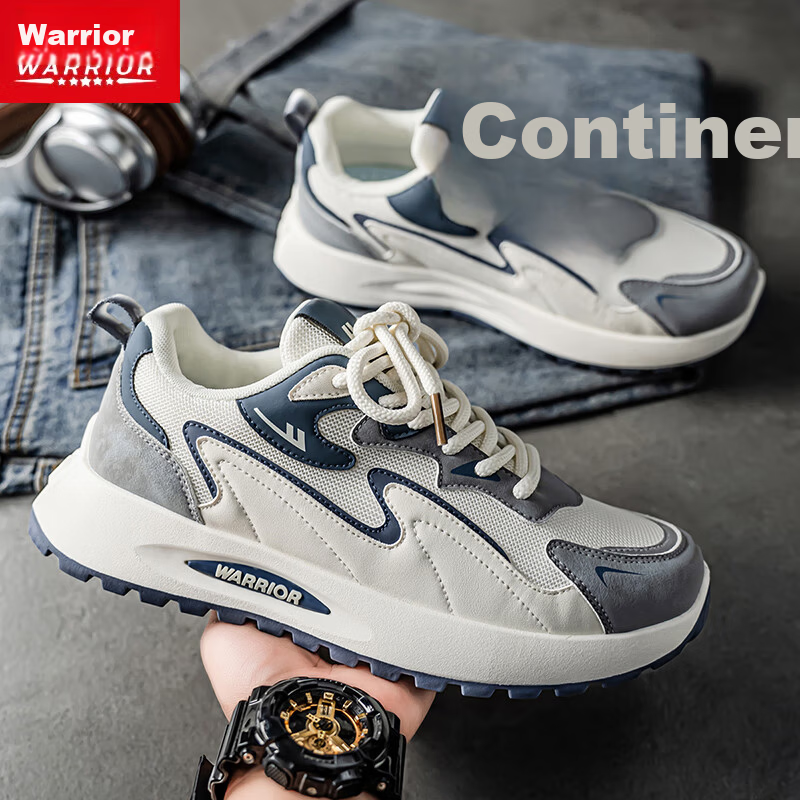 Warrior Men's Sneakers 2025 Summer Casual Breathable Low-top Shoes for Men Beige/Grey/Blue Size 40