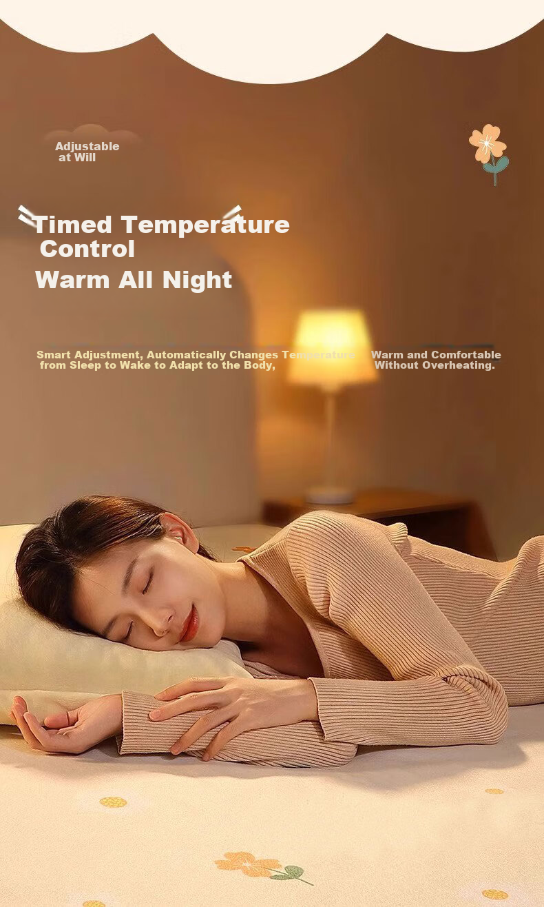 Zhunhang High-Temperature Power-Off Safety Electric Blanket 1.5x1.8m Dual Temperature Dual Control Zoned Electric Quilt for Two People 13