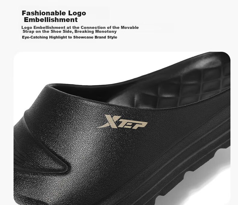 XTEP Men's Slippers, Single-Strap Sandals, Outdoor Shoes for Men, Couples' Summer Sports Slippers, A460 White, Size 40-41 6