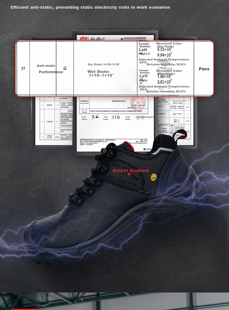Huixiang JD Industrial Private Label Labor Protection Shoes Low-Cut Leather Multifunctional Safety Shoes ESD Anti-Static Anti-Smash Anti-Puncture 130201 Size 45 EU CE Certified 6
