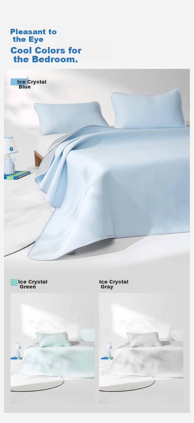NetEase Yanxuan Xiancha Jelly Mat [Recommended by Banfo] 0 Allergy Class A Antibacterial Ice Silk Cooling Mat Ice Crystal Blue - Bed Sheet Style 1.5*2m 7