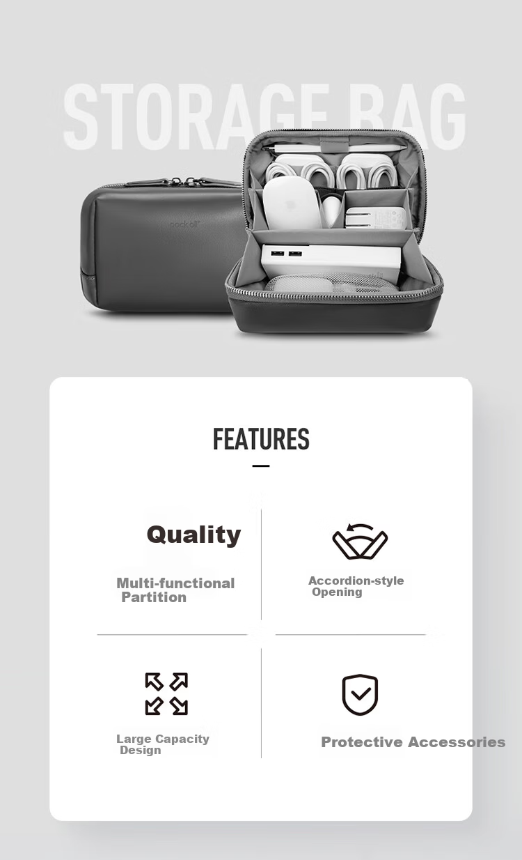 Pack All Multi-Functional Digital Accessories Storage Bag Large Capacity Charger Data Cable Organizer Accessories Bag Off-White 2