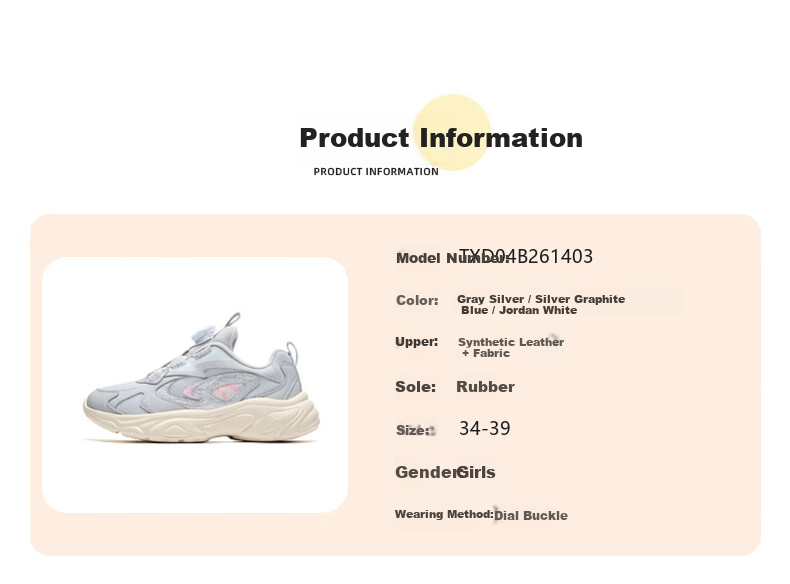 QIAODAN Girls' Running Shoes Kids Spring Autumn Lightweight Sports Shoes with Knob Mesh Graphite Blue/QIAODAN White Size 38 28