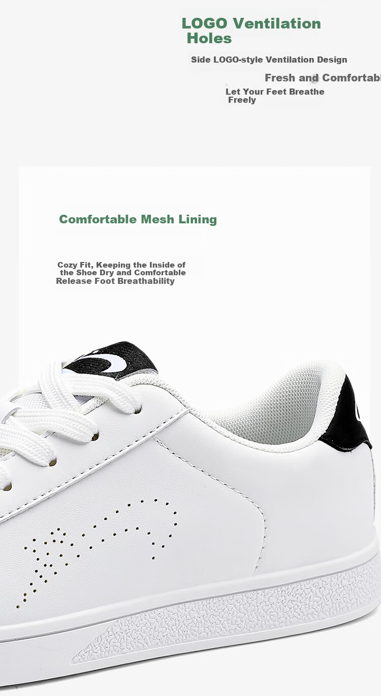 Guirenniao Casual Couple Sneakers Summer Women's Sports Versatile White Shoes Men White/Black Size 35 7