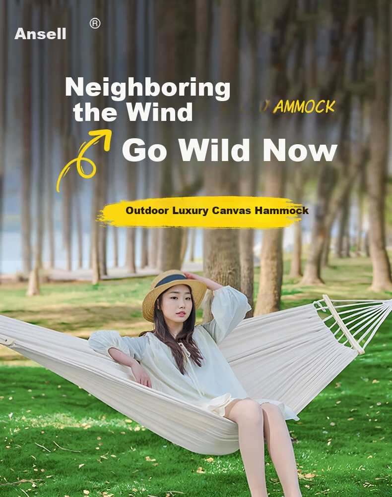 Ansell Portable Outdoor Double Hammock Thickened Wide Durable High Load Swing Hammock 8K00267 1
