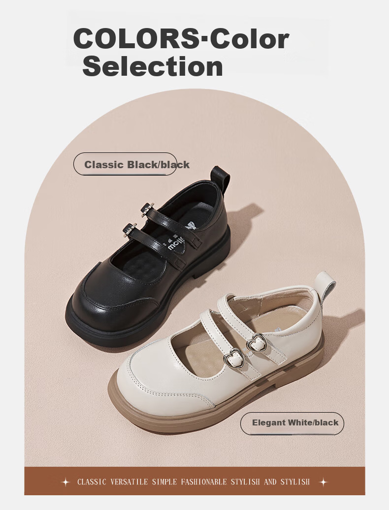 Follow Me Girls' Leather Shoes Spring Autumn Soft Sole Genuine Leather School Performance Princess Shoes Black Size 27 3