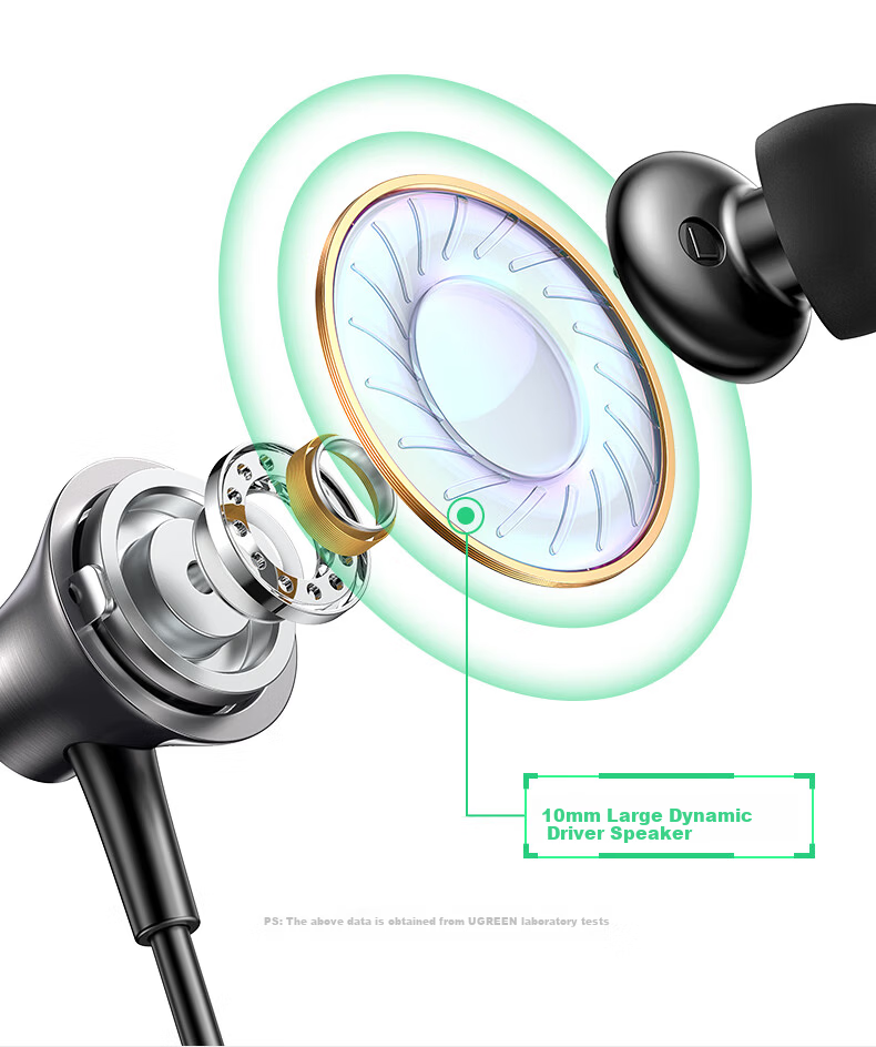 Ugreen Wired In-Ear Earphones 3.5mm Jack Gaming Music Headset with Mic Compatible with iPhone Huawei Xiaomi Oppo 6