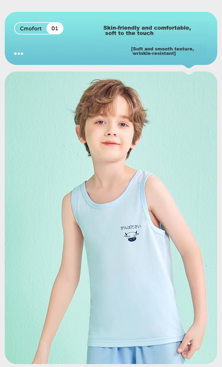 LangSha Kids Vest Boys Summer Thin Cotton Vest Baby T-Shirt Underwear Base Shirt 2-Pack White+Gray 110 5