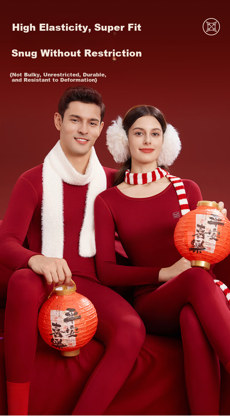 MiiOW [Goose Down Tencel] 2026 Zodiac Year of the Horse Men's Cashmere Thermal Underwear Red Gift Wedding Couple Set 13