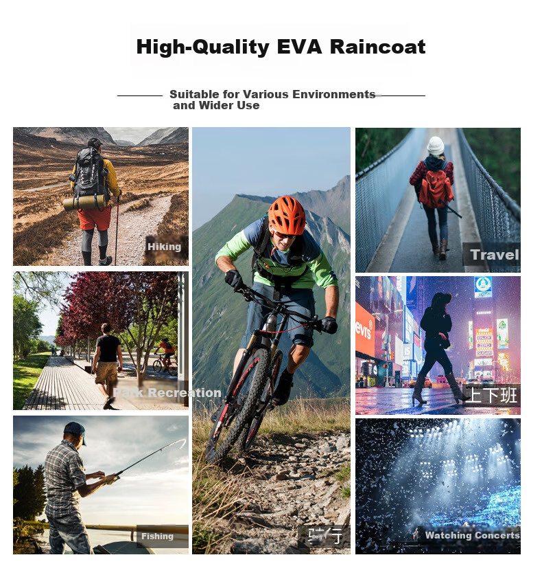 Zhongbaotang Thickened Adult Portable Rain Poncho Outdoor Cycling Hiking Long Hooded Disposable Adult Raincoat with Drawstring Blue 4