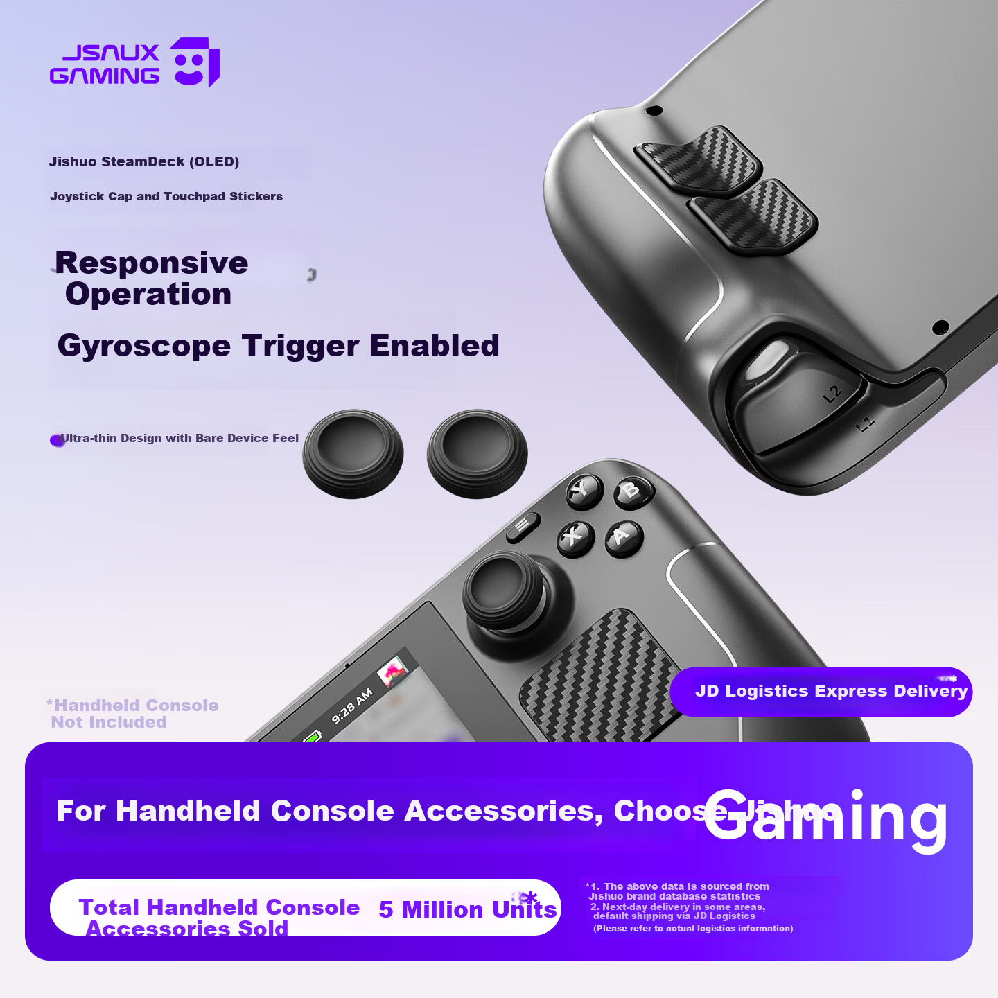 JSAUX Steam Deck OLED Joystick Cap Conductive Touchpad Sticker Back Key Sticker Steam Deck Handheld Accessories Set