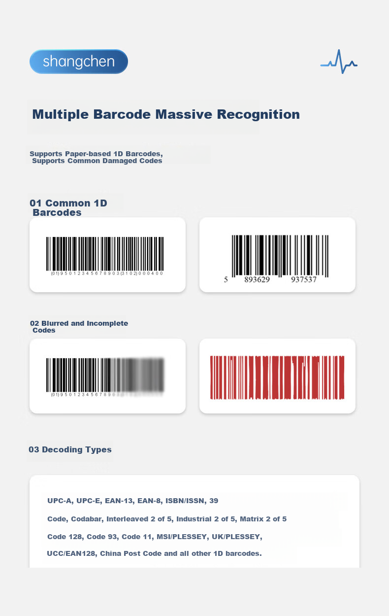 Shangchen Wireless Barcode Scanner 810G Handheld Laser Scanner for Warehouse Logistics and Express Delivery Inventory Management, 1D Barcode Reader 6