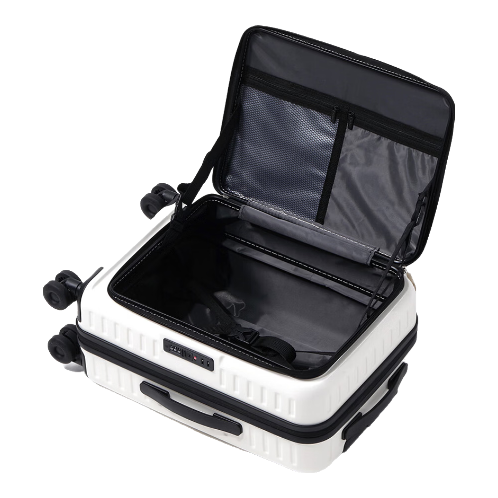 DELETE New Side-Opening Expandable Large-Capacity Suitcase for Women And Men, Carry-On Luggage with Password Lock, Angel White, 20 Inches