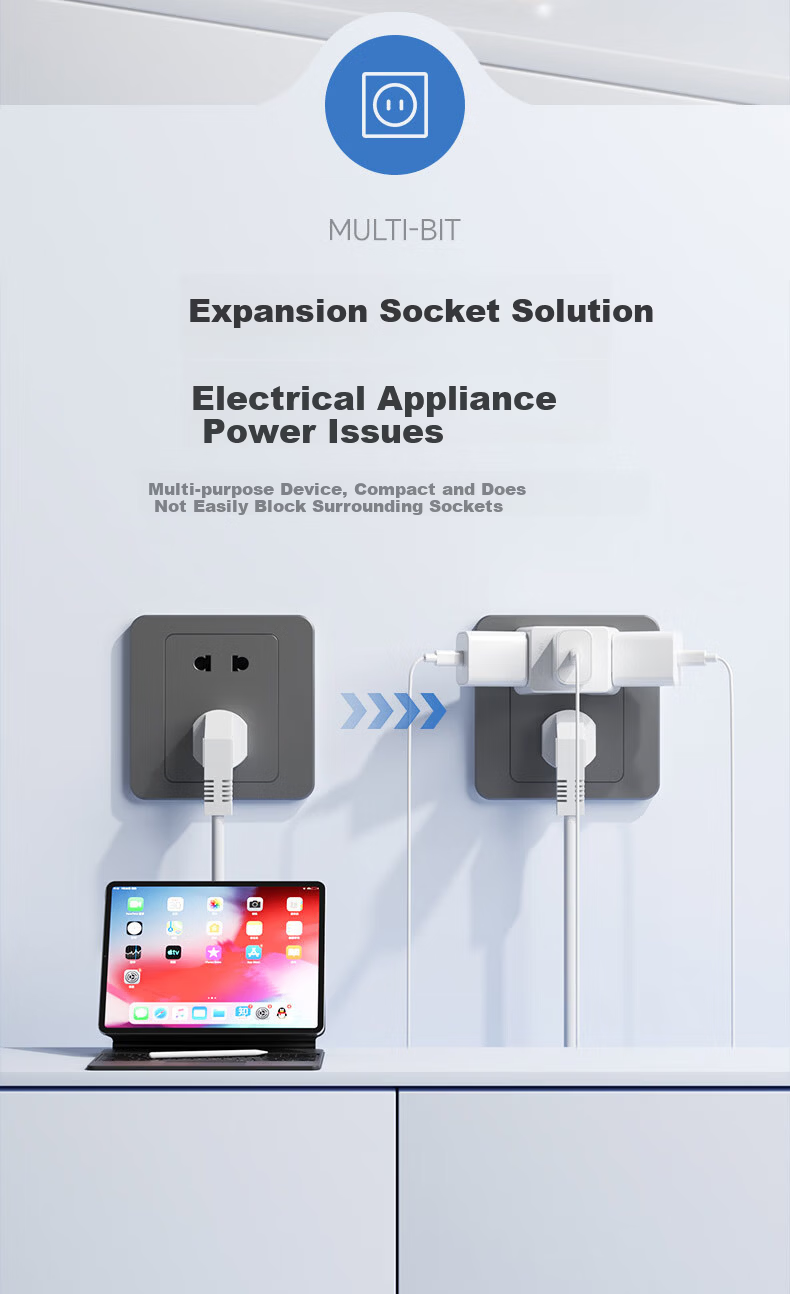 AUX Socket Converter Dormitory Plug Adapter Extension Socket Mini Power Strip Wireless One-to-Three Outlet 4