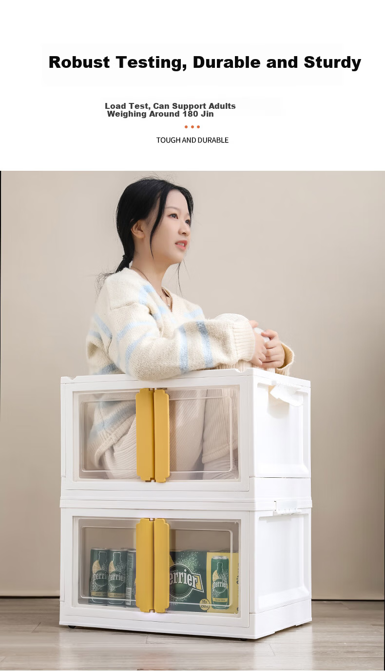 JEKO&JEKO Double Door Storage Cabinet Foldable Book Organizer Children's Wardrobe Storage Box White 1 Piece 5