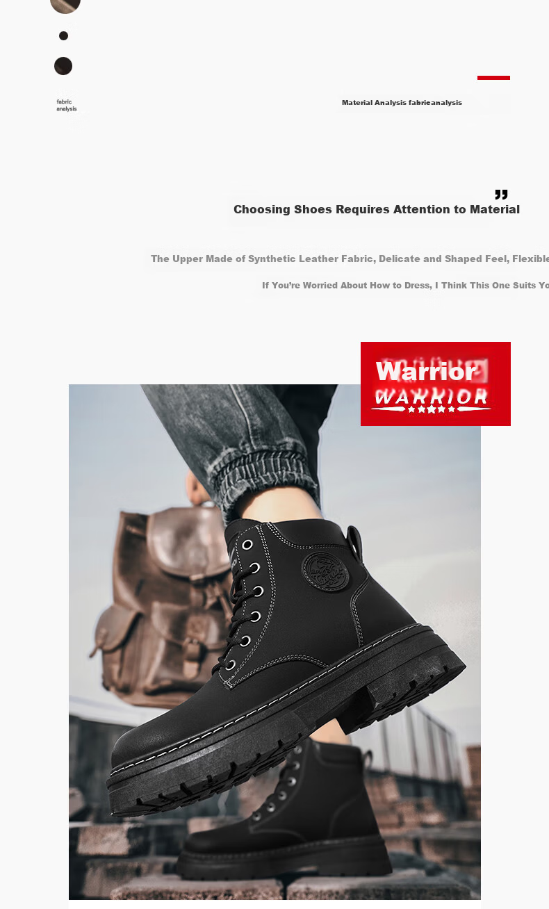 Huili Men's Shoes, 2025 Autumn And Winter New Style Men's Martin Boots, Workwear-Inspired Yellow Boots, High-Top Hiking Shoes, Black, Size 37 2