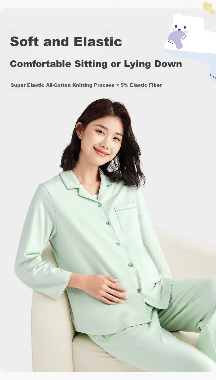 PurCotton High Cotton Content Maternity Nursing Pajama Set Spring Autumn Pink 170 3