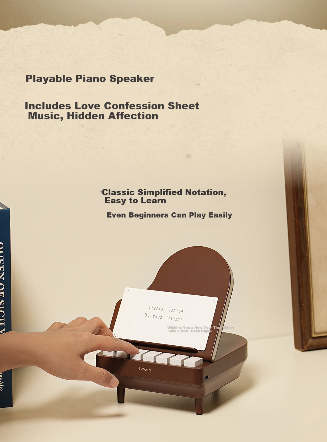 Jiguang Piano Lamp Speaker Gift Set with 2 Sheet Music 2