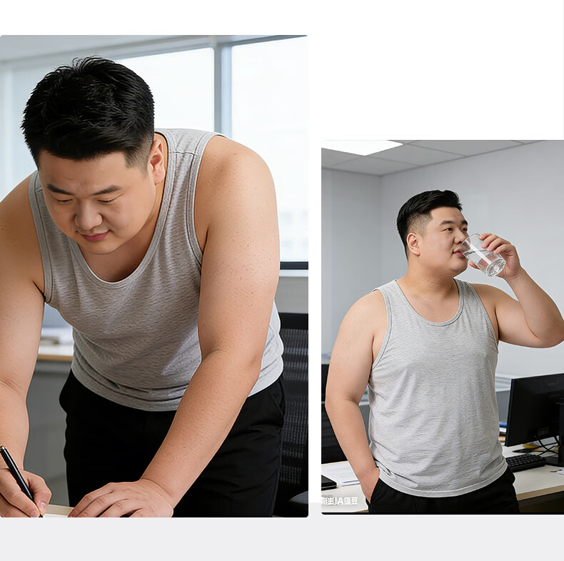 Hengyuanxiang [100% Pure Cotton Plus Size Tank Top] Men's Antibacterial, Oversized Undershirt, Camisole, Sleeveless Sports Vest 16
