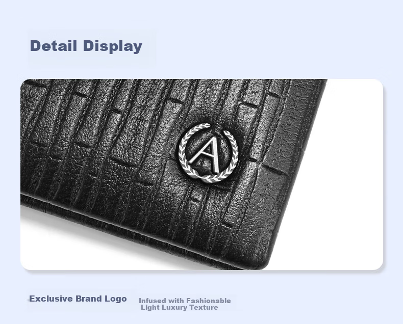 Aokang Men's Horizontal Bifold Leather Wallet Multifunctional Coin Purse Gift for Husband Birthday 13
